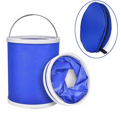Collapsible Bucket with Storage Case,13L Durable Pop Up Water Bucket for Car Washing, Camping Fishing, Boating or Other Outdoor Activities, Foldable Bucket (Blue)