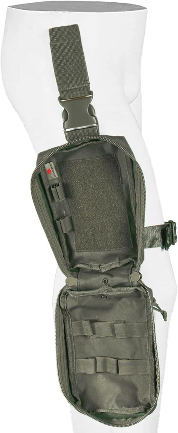 FOX OUTDOOR PRODUCTS Drop Leg First Responder System Pouch - Tactical Thigh & Belt Attach Accessory with Elastic Loops & Additional Rip Away Pouch
