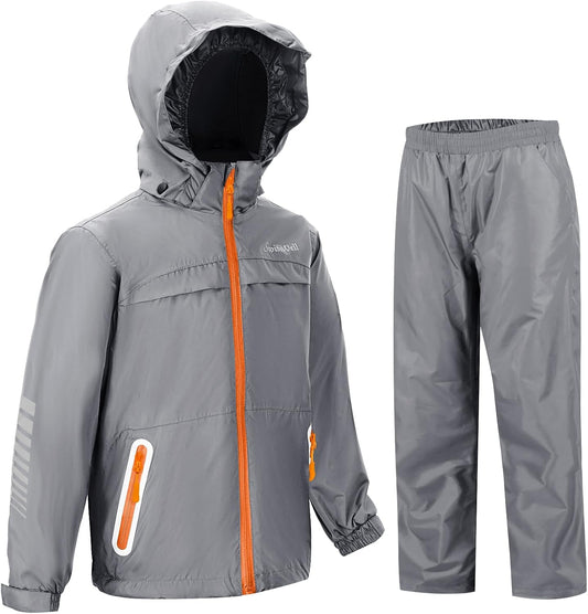 SWISSWELL Kids Rain Gear Boys Girls Youth Waterproof Rain Suit Breathable Reflective Raincoat and Pants