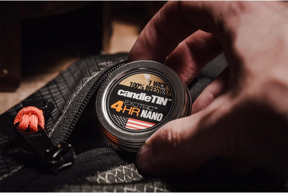 Exotac candleTIN Nano Emergency Beeswax Tealight Candle, Pack of 3