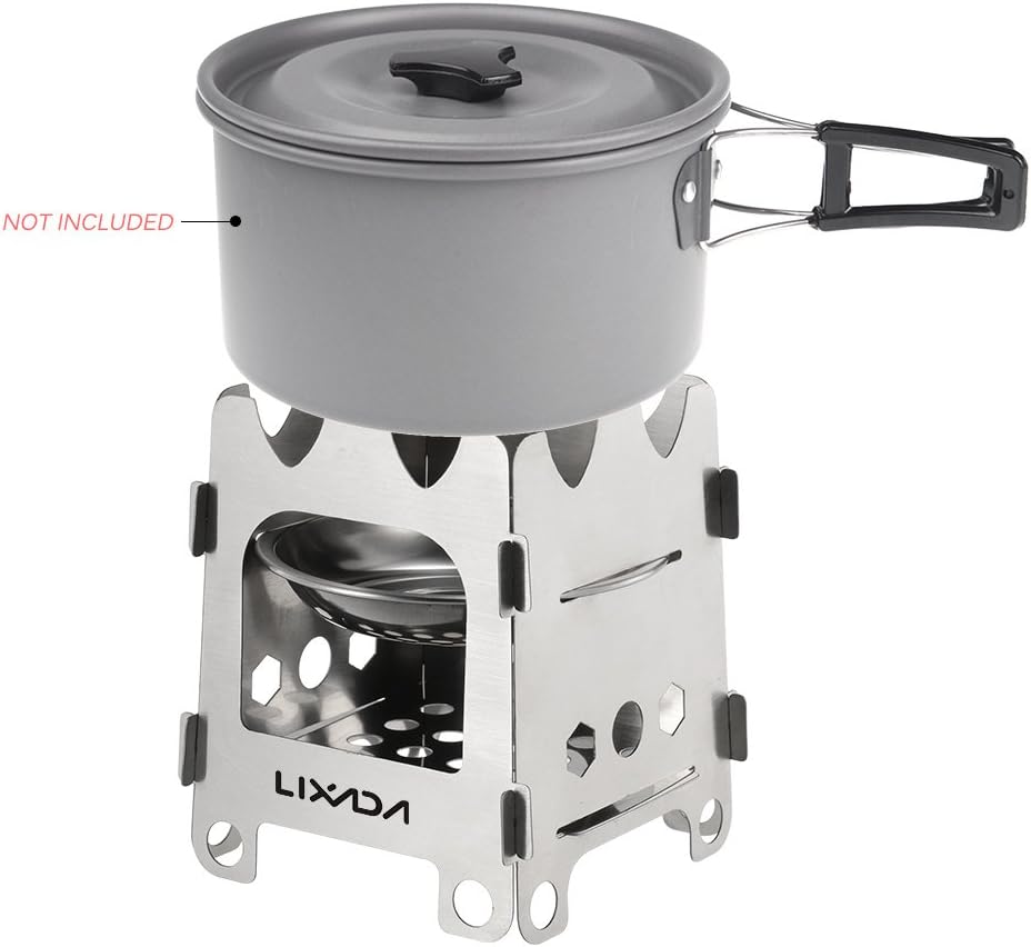 Portable Stainless Steel Wood Burning Camping Stove - Lightweight Folding Backpacking Grill for Hiking, BBQ, and Outdoor Adventures