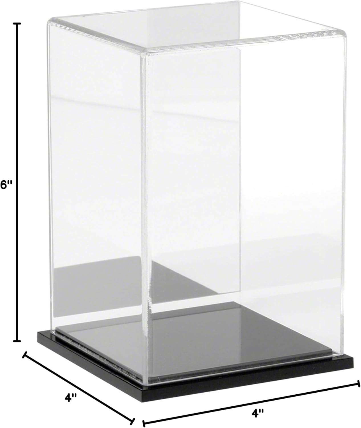 Plymor Clear Acrylic Display Case with Hardwood Base, 4" W x 4" D x 6" H