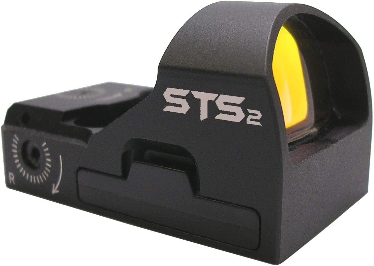 C-MORE Systems Micro Red Dot Sight STS2B, 1x Magnification, Made of Aircraft Grade Aluminum, Adjusts for Wind & Elevation, Ultra Bright, All Weather, Waterproof, Lightweight, Matte Black