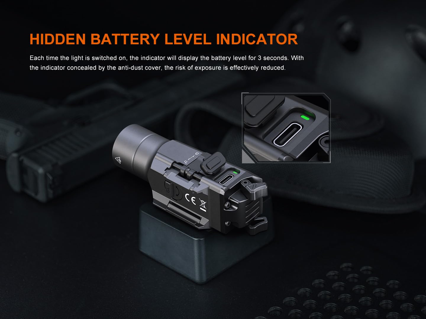 Fenix GL19R v2.0 1200 Lumen Quick Release Rail Mounted Flashlight, USB-C Rechargeable, 459 Yards Long Range with Organizer