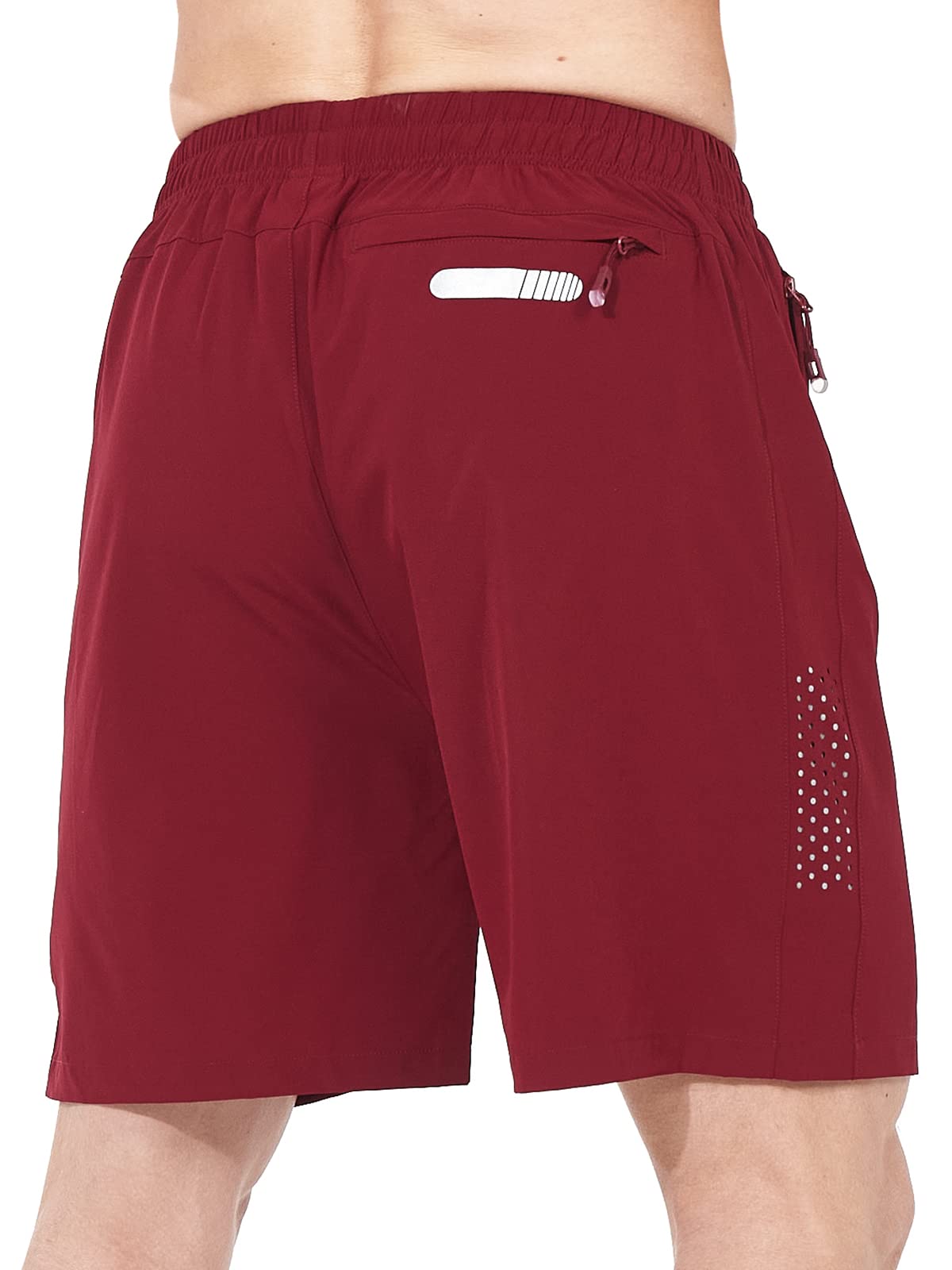 NORTHYARD Men's Athletic Running Shorts Gym Workout 7"/9"/5" Quick Dry Lightweight Sports Basketball Tennis 3 Zipper Pockets WineRed 3XL