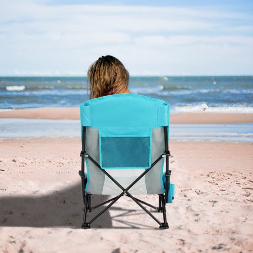 Oileus X-Large 4 Person Beach Tent Sun Shelter Pink and Folding Beach Chair High Back 1 Pcs