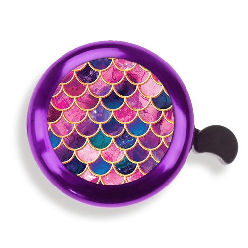 WIRESTER Purple Aluminum Round Bike Bell, Classic Ring Bicycle Bell, Bike Accessories Bell Ring for Adults Kids Girls Boys - Pink Mermaid Scales