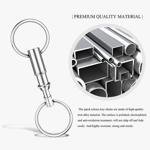 DUMEALAGR Quick Release Keychain, Detachable Pull Apart Key Rings Keychains Snap Lock Holder Dual Pull Apart Key Chain