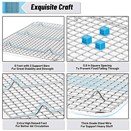 TeamFar Stainless Steel Cooling Rack 15.3x11.2 Inches - Heavy Duty Baking Grid Set of 2