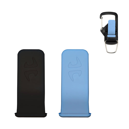 8TIMBER Terra Clip Pull Tabs 2-Pack - Durable Silicone Enhancements or Replacements for FIDLOCK Hook 20 Compatible Gear — Blue and Black