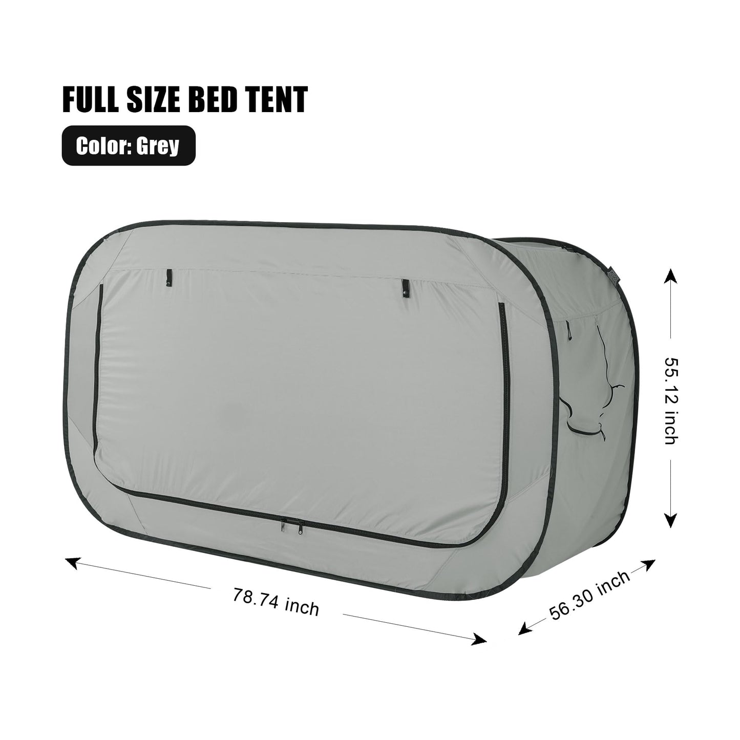 ANC POP Bed Tent Full Bed Canopy Portable Dream Tent for Kids and Adult Indoor Sleeping Tents with 2 Doors Breathable Private Space Tents, Grey