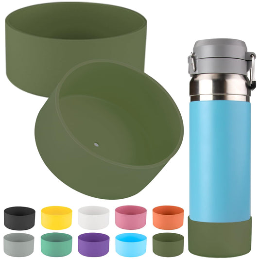 2 Pcs Silicone Boot Sleeve Compatible Stanley Quick Flip GO Water Bottle,for Stanley Quick Flip GO Water 36oz Bottle Boot.Avoid Scratches and Noise (Military Green, 36oz)