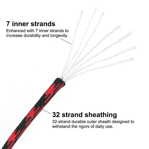 PATIKIL 100 Feet Paracord Rope 550lb, 7 Strand Parachute Cord 4mm Paracord Lanyard Spool Cord for Survival Bracelet Tent Camping, Hiking, DIY Projects, Red/Black