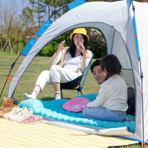 ROFFT 2-Person Pop-Up Camping Tent – Instant Setup, Water-Resistant, Lightweight Dome with Dual Mesh Doors & Extensible Porch – Ideal for Beach, Hiking & Backpacking (Blue)