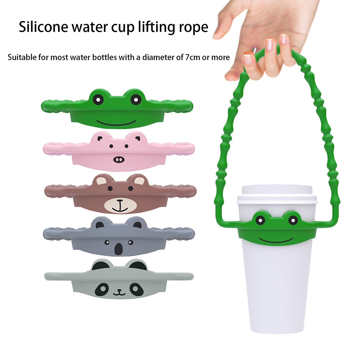 4Pcs Cup Accessories Set for Stanley Cup 30oz & 40oz Tumbler with Handle, Including Silicone Water Bottle Handle Strap, Cute Animal Straw Toppers Cap, Bottom Boot, Cute Stanley Charms (Grey-Koala)