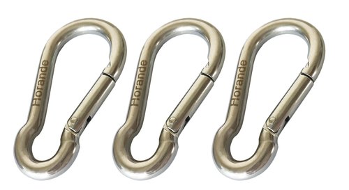 Stainless Steel Carabiner Clip Heavy Duty Spring Snap Hook Carabiners for Camping, Hiking, Gym Workout, Travel, Fishing, Swing, Indoor Outdoor Equipment Gear (1.96 inches, 3)