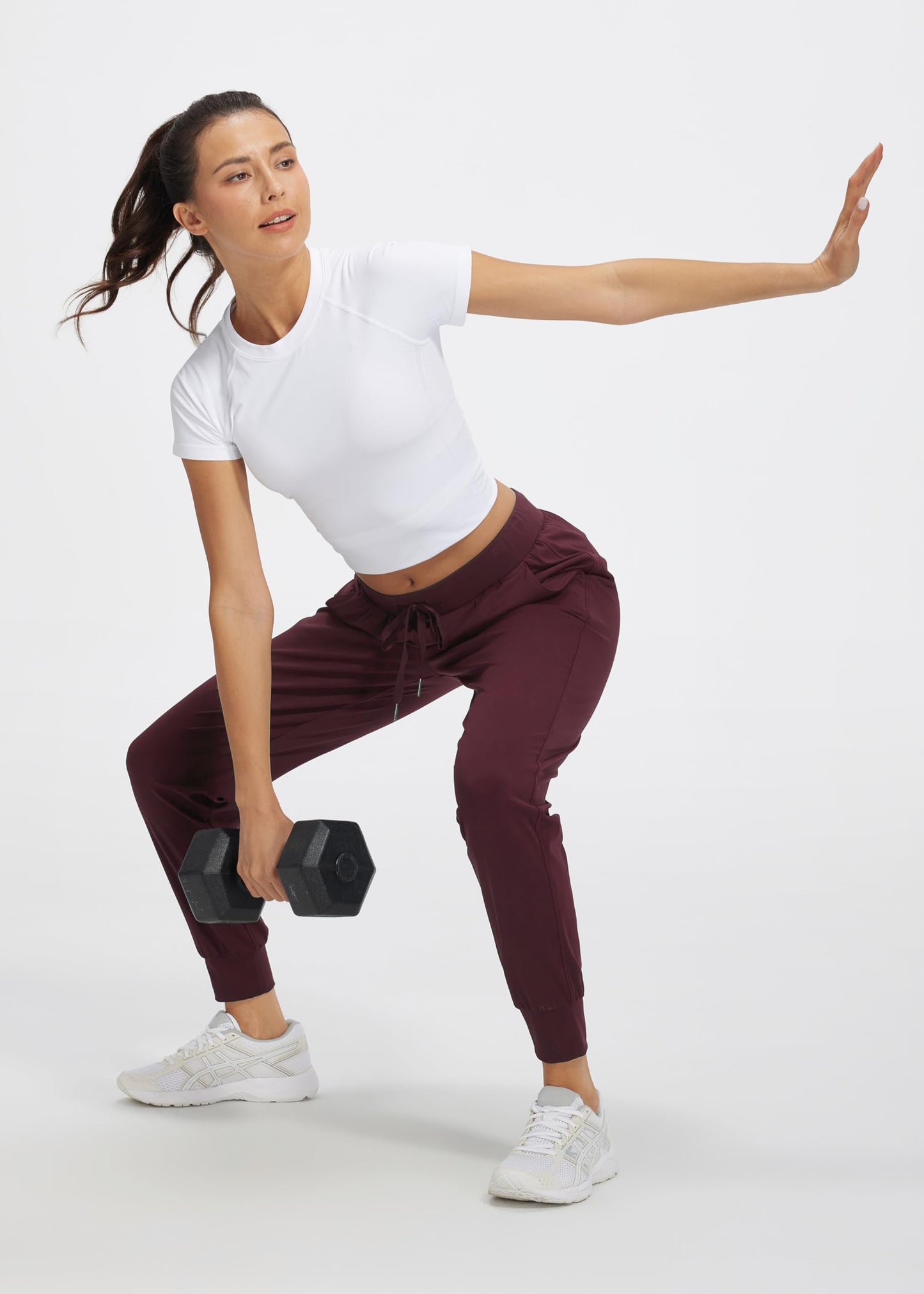 Libin Women's Joggers Pants Athletic Sweatpants with Pockets Running Tapered Casual Pants for Workout,Lounge, Burgundy 3XL