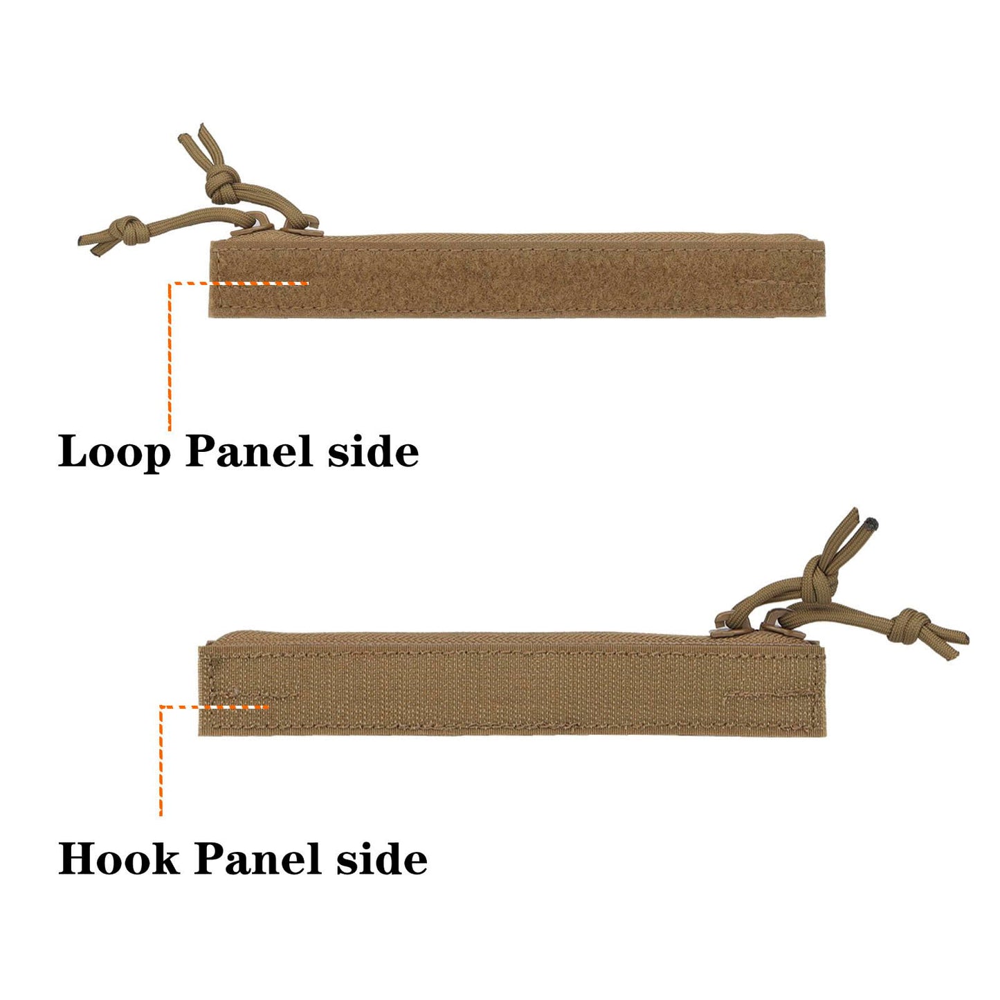 Two-Way Zipper Extra Expansion Opening Top Insert Hook and Loop Pocket Accessories for Tactical Vest - 8" Length (Tan)