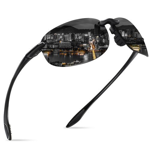 MAXJULI Polarized Sport Sunglasses for Men Women TR90 Rimless Frame for Running Fishing Baseball Driving 8250 C1 Black/Grey