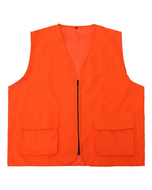 moroinriz Men's Orange Hunting Vest - Quiet Shell Fabric and Waterproof Lining- Zipper - Two Front Pockets (Available in L and XL)
