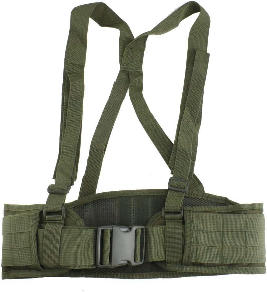 FAMI Tactical Battle Combat Airsoft Padded Equipment Molle Waist Belt with Adjustable Suspenders Free Straps