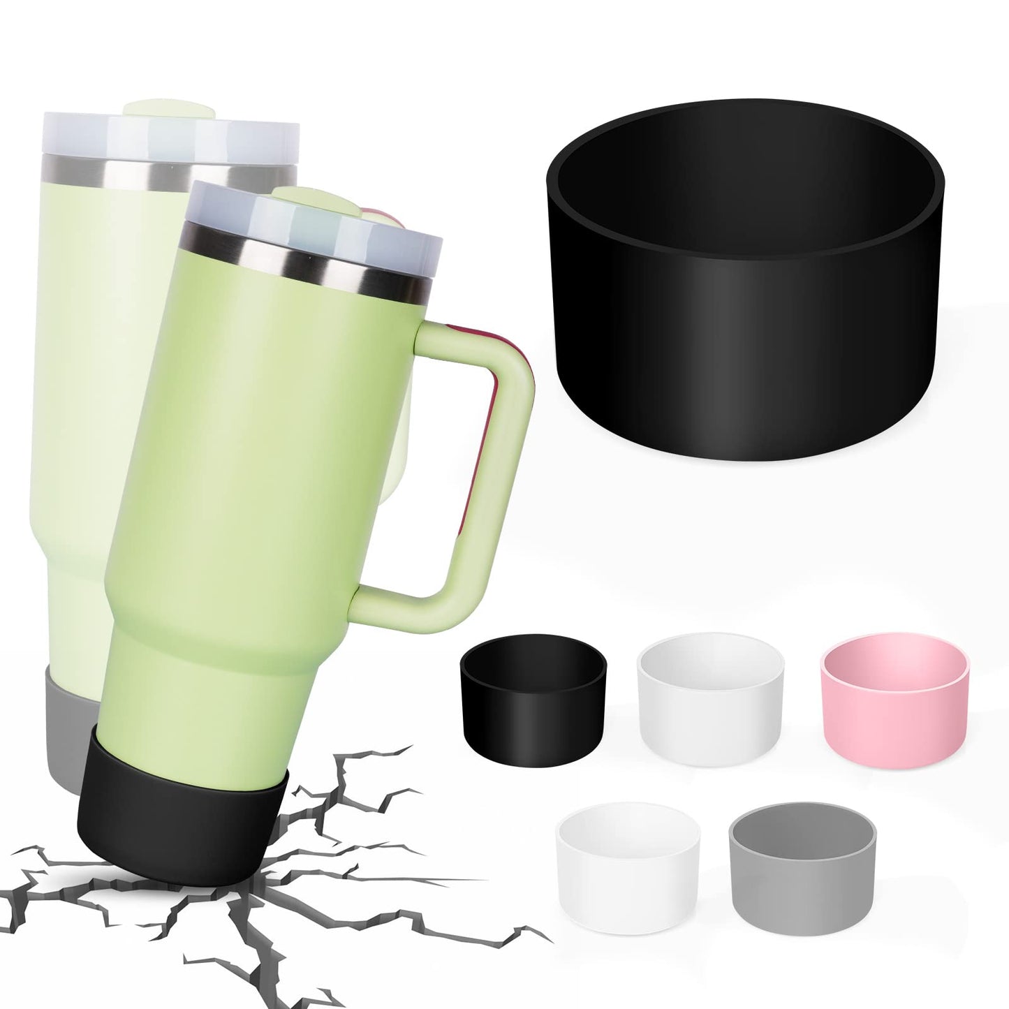 AUAUY 1 Pc Protective Silicone Boot for Stanley Quencher Adventure 40oz & IceFlow 20oz/30oz, Anti-Slip, Noise Reduction, Black