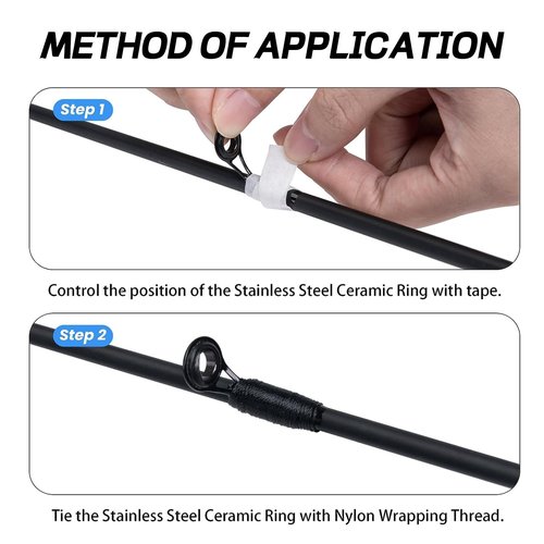 YAFIYGI 8pcs Fishing Pole Eyelets Replacement Kit Fishing Rod Tip Repair Kit Replacement Steel Ceramic Ring Fishing Rod Guides Tips for Rods Micro Tip Eyes Recoil Spring Eyelets Top Pole Guide Tips