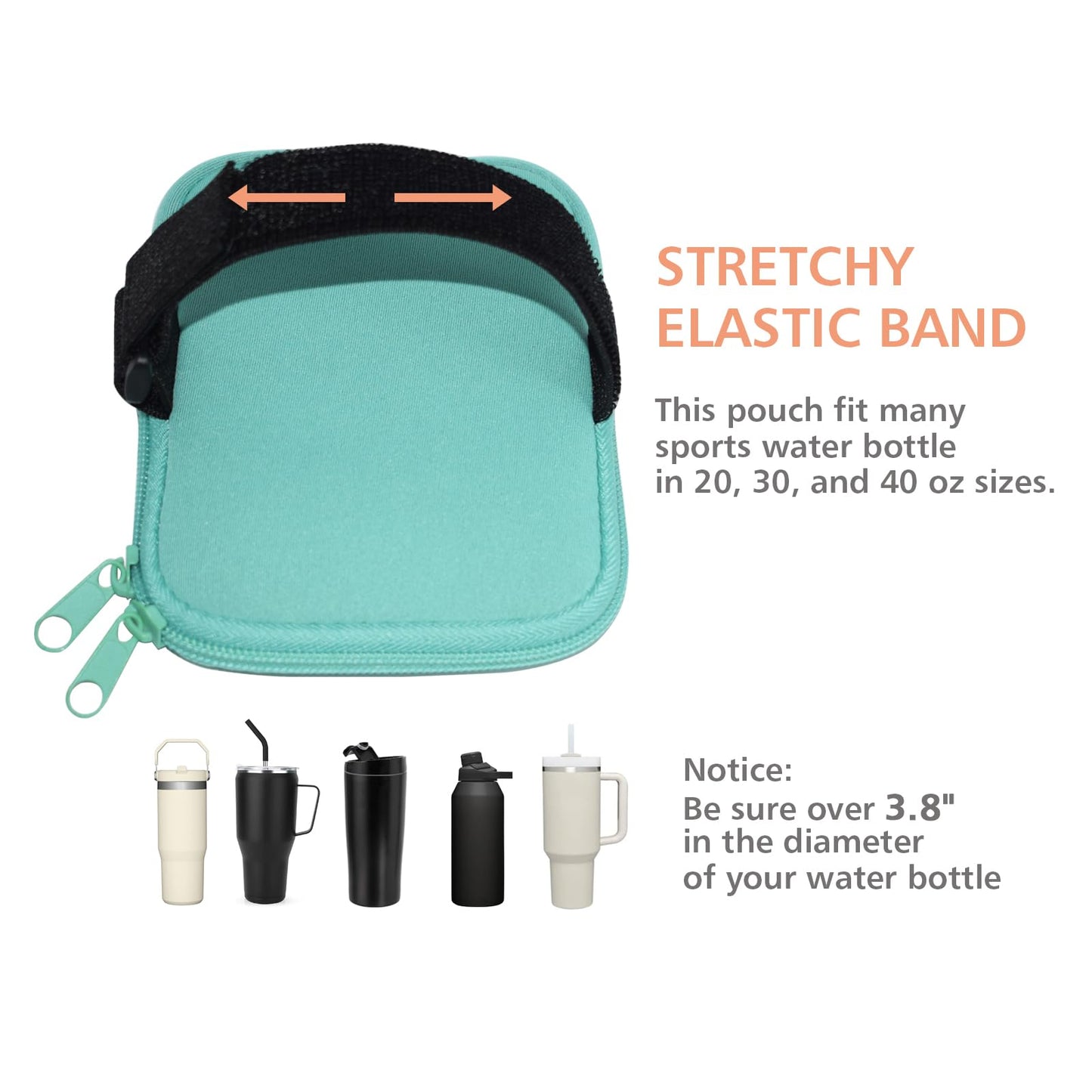 Water Bottle Pouch, Compatible with Stanley Quencher Adventure 40oz & Fit for Stanley IceFlow 20oz 30oz,Handheld Pocket for Safely carry Cards Keys, Wallet, Earphone etc. daily necessities. (Black)
