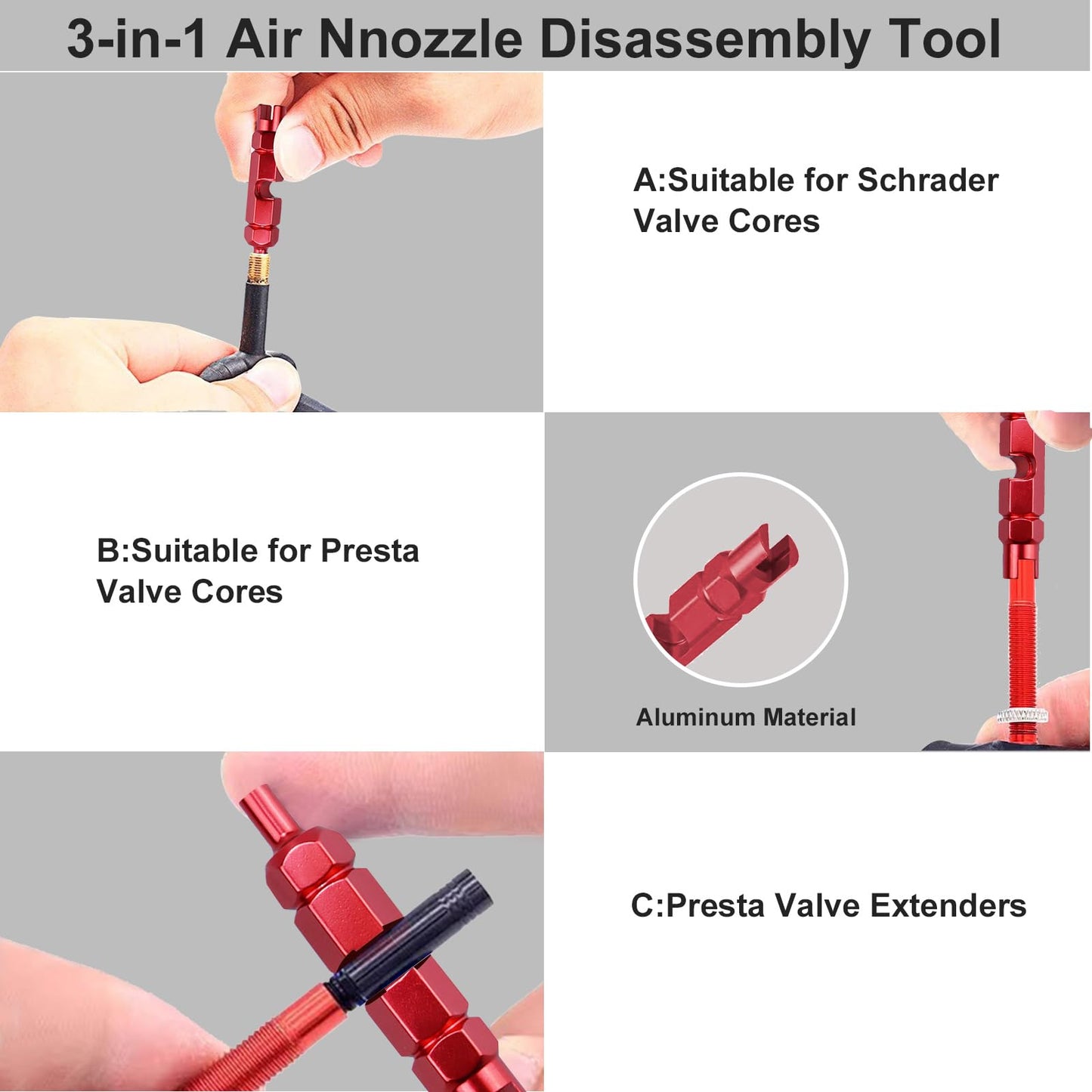 ATsafepro Valve Core Removal Tool, Schrader Valve Core Removal Tool and Presta Valve Core Removal Tool,Valve Stem Removal Tool Equipped with Bearings,Valve Core Tool Suitable for Bikes,Motors and Cars
