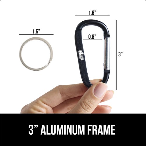 GORILLA GRIP 3 Inch Heavy Duty Aluminum Carabiner Clip, 3 Pack Clips Holds 170lbs, Rust and Scratch-Resistant Mini Keychain Carabiners for Keys, Small Ring Chain Hooks Bag Backpack Purse, Black