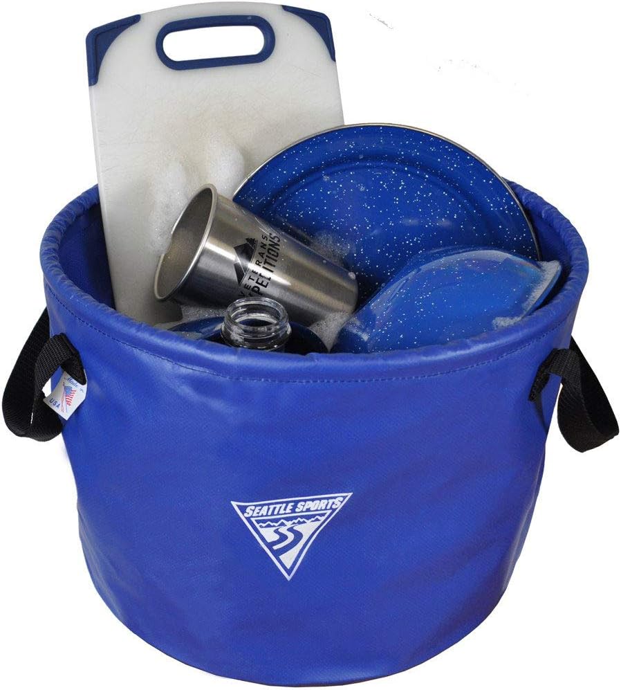 Seattle Sports Outfitter Class Collapsible Square Pack Sink Dish Wash Basin for Camping, Blue