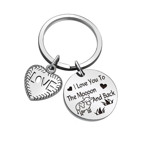 ZQEOU Cow Stuff Love Keychain Cow Gifts Cow Lover Keychain Cow Themed Gifts Best Friend Jewelry Mothers Day Keychain For Cow Mom Gift BFF Cow Birthday Jewelry Cousin Keychain Cow Dad Keychain