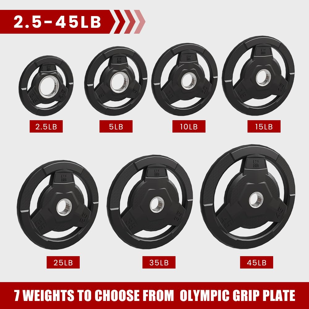 FAGUS H Weight Plate 2-Inch Rubber Coated Olympic Grip Plate for Barbell,Solid Cast Iron Weight Plates for Strength Training,Weightlifting,Crossfit,Home Gym,2.5LB Pair