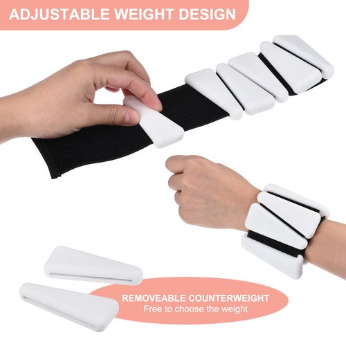 PATIKIL Adjustable Wrist Weights for Women, 2Lbs Workout Ankle Weights Arm Weights for Men Women Training Yoga Jogging Walking Aerobics, White (1Lb Each)