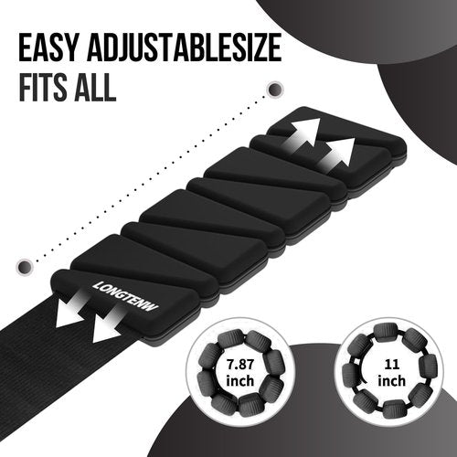LONGTENW Adjustable Silicone Wrist & Ankle Weights Customizable Fitness Bands for Yoga, Pilates, Running, and Strength Training Detachable Design, Comfortable Eco-Friendly Material (Black, 2 lbs Pair (1lbs Each))