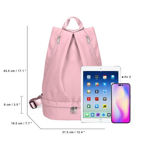 Perselief Women's Gym Backpack Waterproof Swimming Backpack with Shoe Compartment & Wet Pocket, Sports Travel Backpack Small Gym Bag