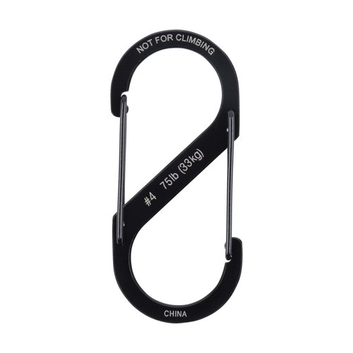 Nite Ize S-Biner Stainless Steel Dual Carabiner - Multi Purpose Dual Carabiner Clip - Great for Camping Supplies & Hiking Essentials - Secure Key Holder - Size 4, Black (5 Pack)