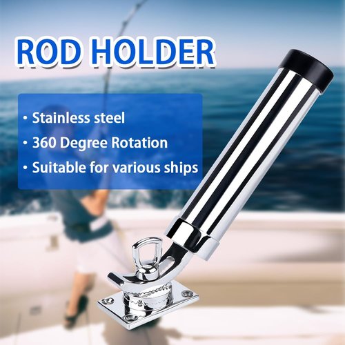 Mojiate Set of 2 Fishing Rod Holder, 360 Degree Rotation Fishing Rod Outrigger, 316 Stainless Steel Adjustable Pole Support for Marine Boat Yacht and More