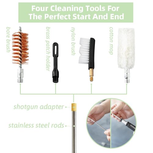 ZOHAN Shotgun Cleaning Kit for 12 20 410 Gauge, Shotgun Case 12 Gauge Shotgun Accessories with Empty Oil Bottle, a Total of 19 Pieces