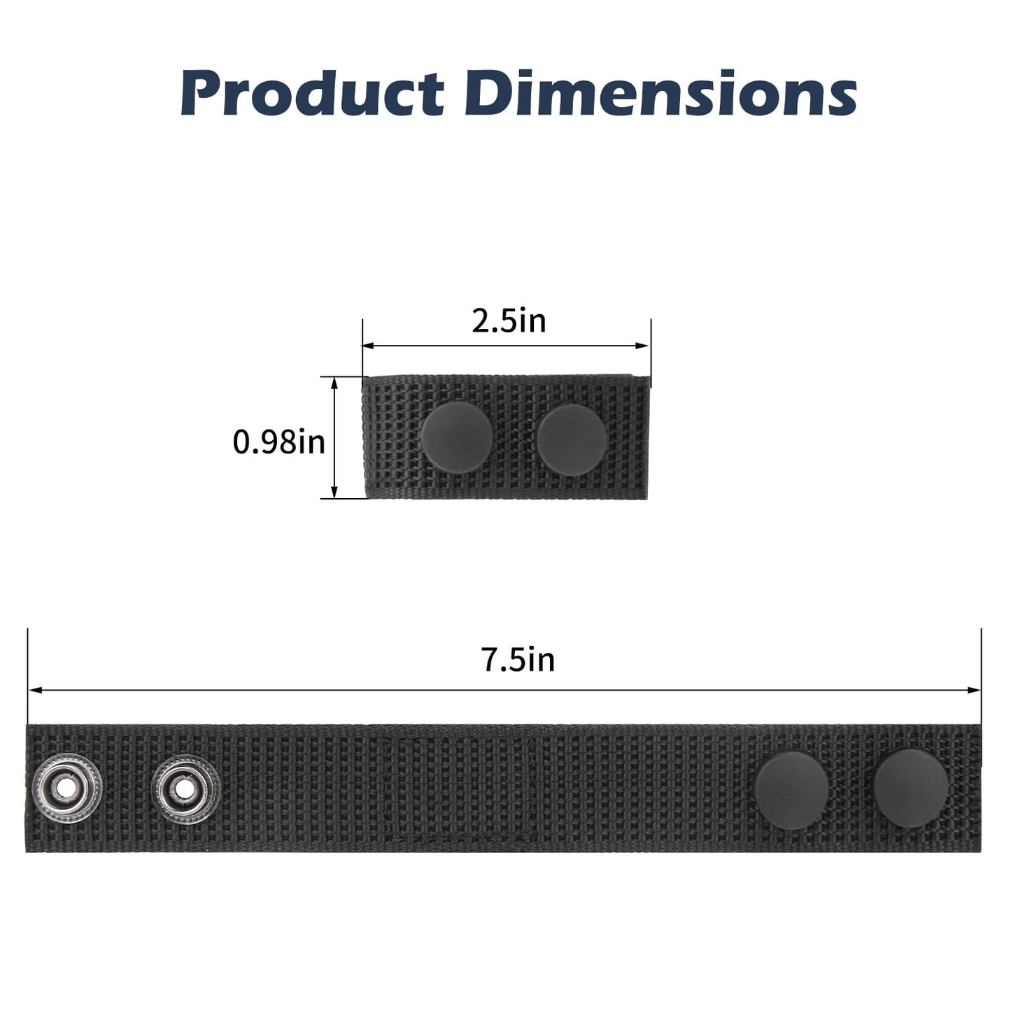RFAdapter Belt Keepers for Duty Belt, 6 Pack Nylon Keepers with Double Snaps for 2¼" inch Wide Police Security Web Belt Accessories