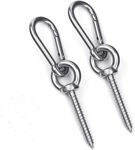 Hammock Hanging Kit, Load Capacity 1400 LBS, Stainless Steel Hooks Heavy Duty Carabiner Set for Hammock Yoga Swing Chair Hook for Indoor, Outdoor, Wall, Trees, Porch