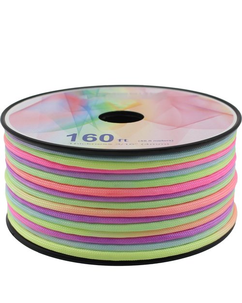 Rainbow Paracord 80ft 160ft 320ft - Durable and Vibrant 550 Paracord Rope for Various Applications