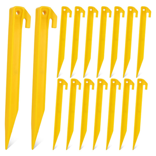 ABuff 80 PCS Plastic Tent Stakes 9 Inch Heavy Duty Tent Pegs Spike Hook for Camping Outdoor Sand Beach Halloween Christmas Garden Lawn Stakes, Light Safe Tent Stakes Sturdy Canopy Stakes Accessories
