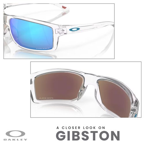 OAKLEY Gibston OO9449 944904 60MM Polished Clear/Prizm Sapphire Rectangular Sunglasses for Men+ Bundle Accessory Leash Kit, Microfiber Pouch