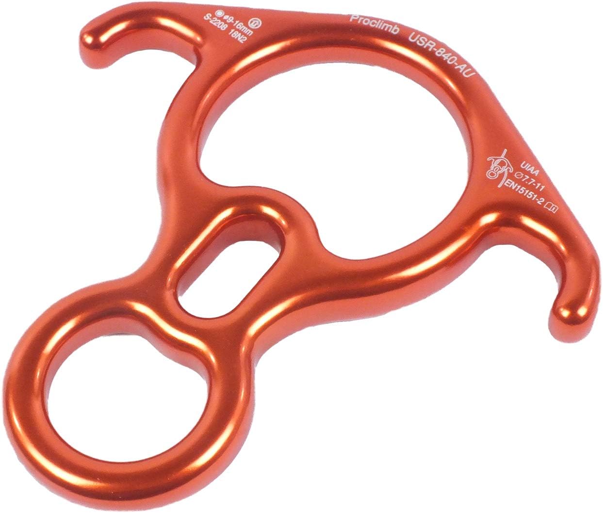 40kN Fall Rescue Big 8 Aluminum Descender with Bent-Ears Rappelling Gear Belay Device (Orange)