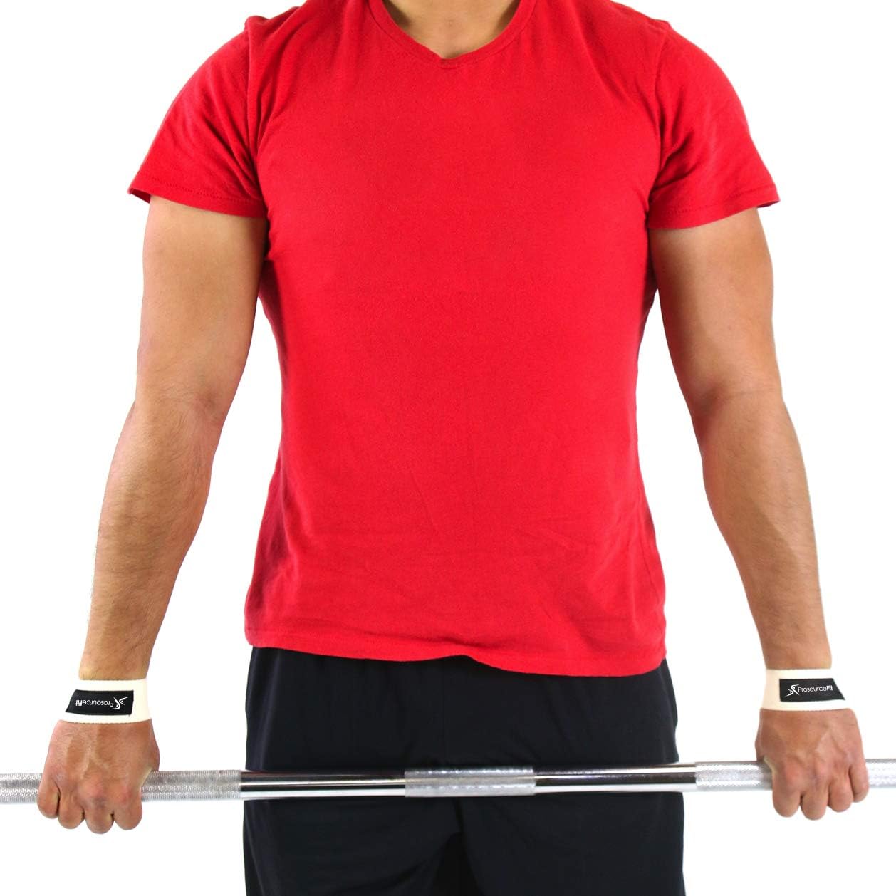 ProsourceFit Pair of Weight Lifting Straps for Men and Women, Adjustable Cotton Straps for Improved Grip, Beige