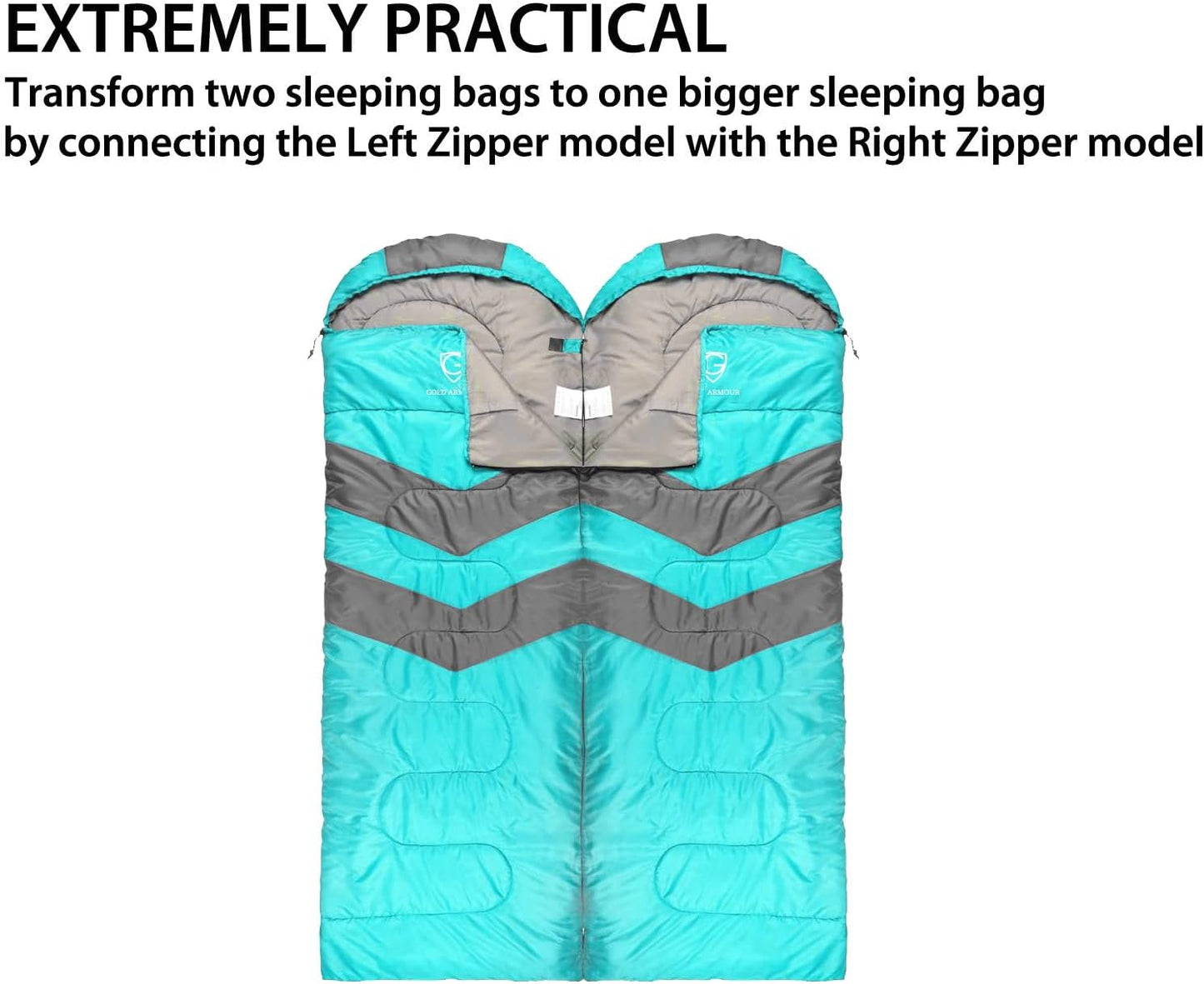 Gold Armour Sleeping Bags for Adults Cold Weather & Warm - Backpacking Camping Sleeping Bag for Kids 10-12, Girls, Boys - Lightweight Compact Camping Essentials Gear Accessories, Left Zipper