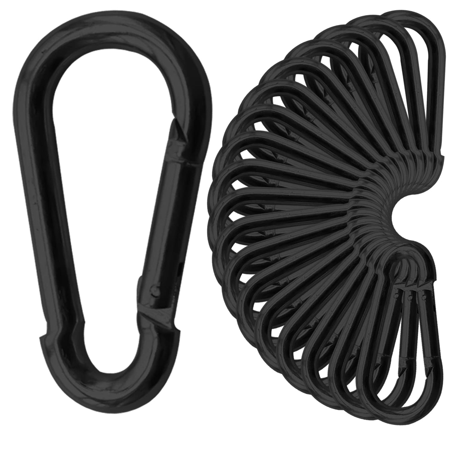 30Pack Carabiner Clips Heavy Duty, 4” Large Spring Snap Hooks Bulk, Galvanized Black 3/8” Carabiners for Camping, Solid Spring Clips for Home Gym Hanging Hammocks Swing Hiking-1100lbs Holding Capacity