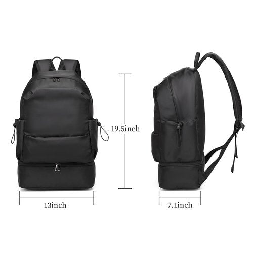 seyfocnia Gym Backpack for Men,Waterproof Travel Backpack With Shoe Compartment Lightweight Sports Gym Bag Casual Daypack-Black