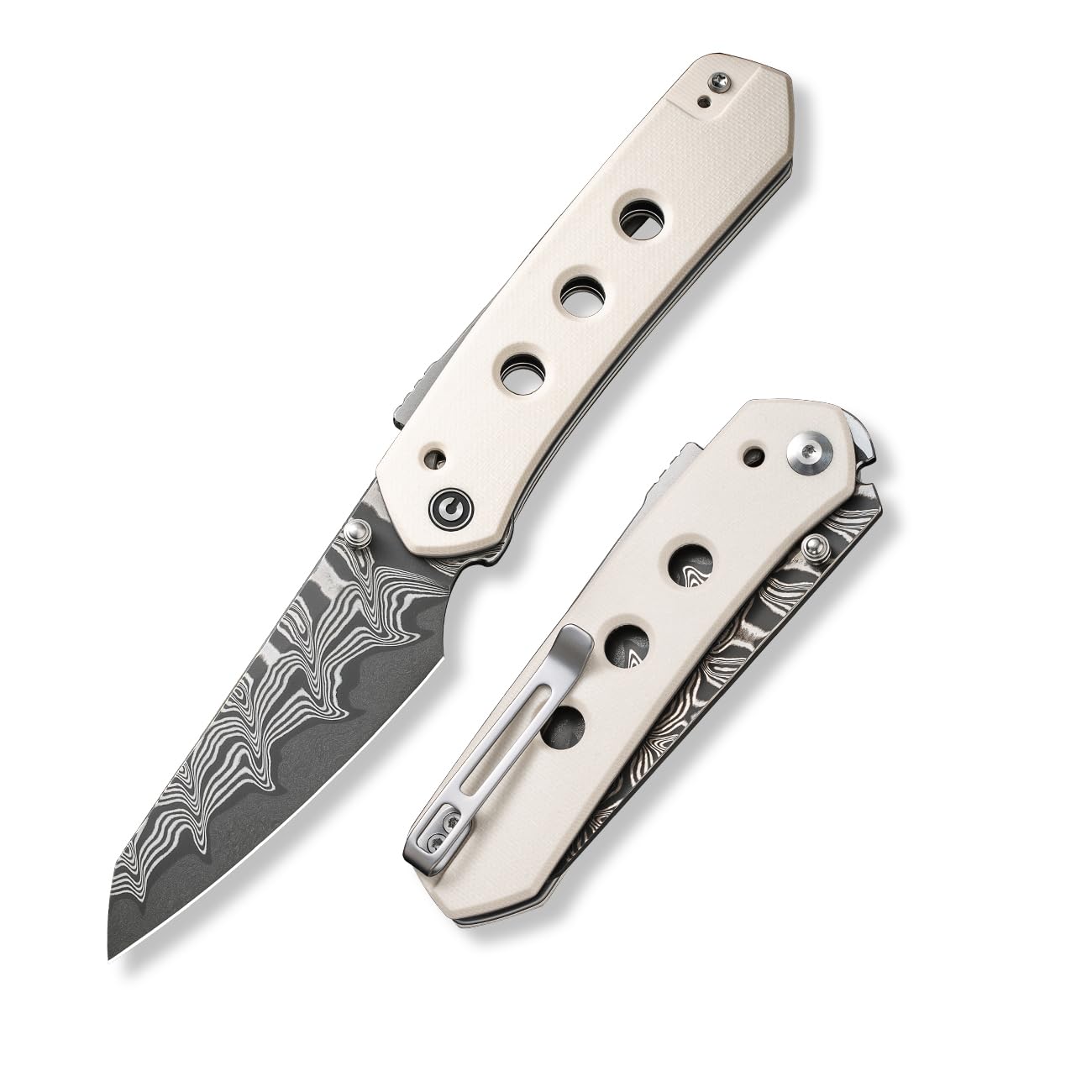 CIVIVI Vision FG Pocket Knife for EDC, Superlock Folding Knife with 3.54" Reverse Tanto Damascus Blade G-10 Handle, Ideal Gift for Men Women C22036-DS1